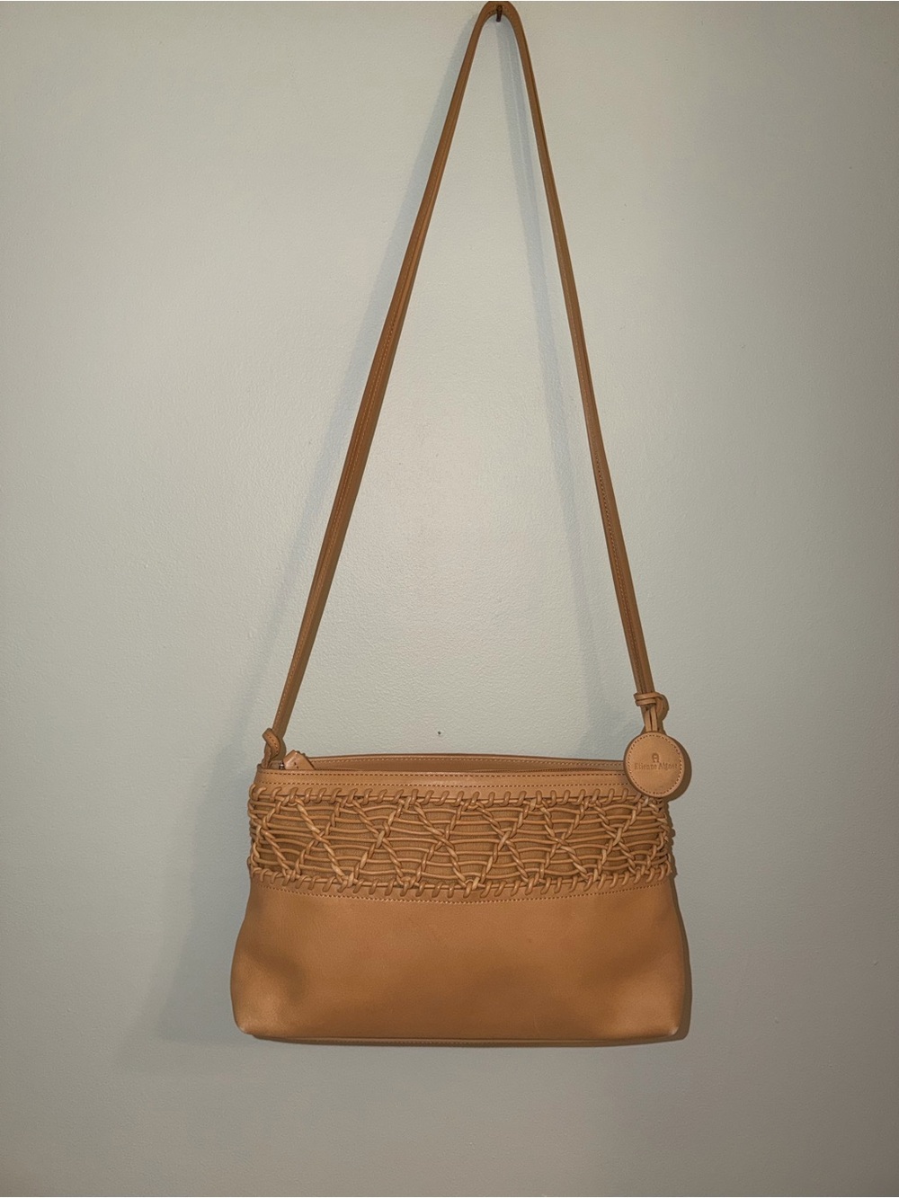 Vintage Etienne Aigner Tan Woven Accent Crossbody